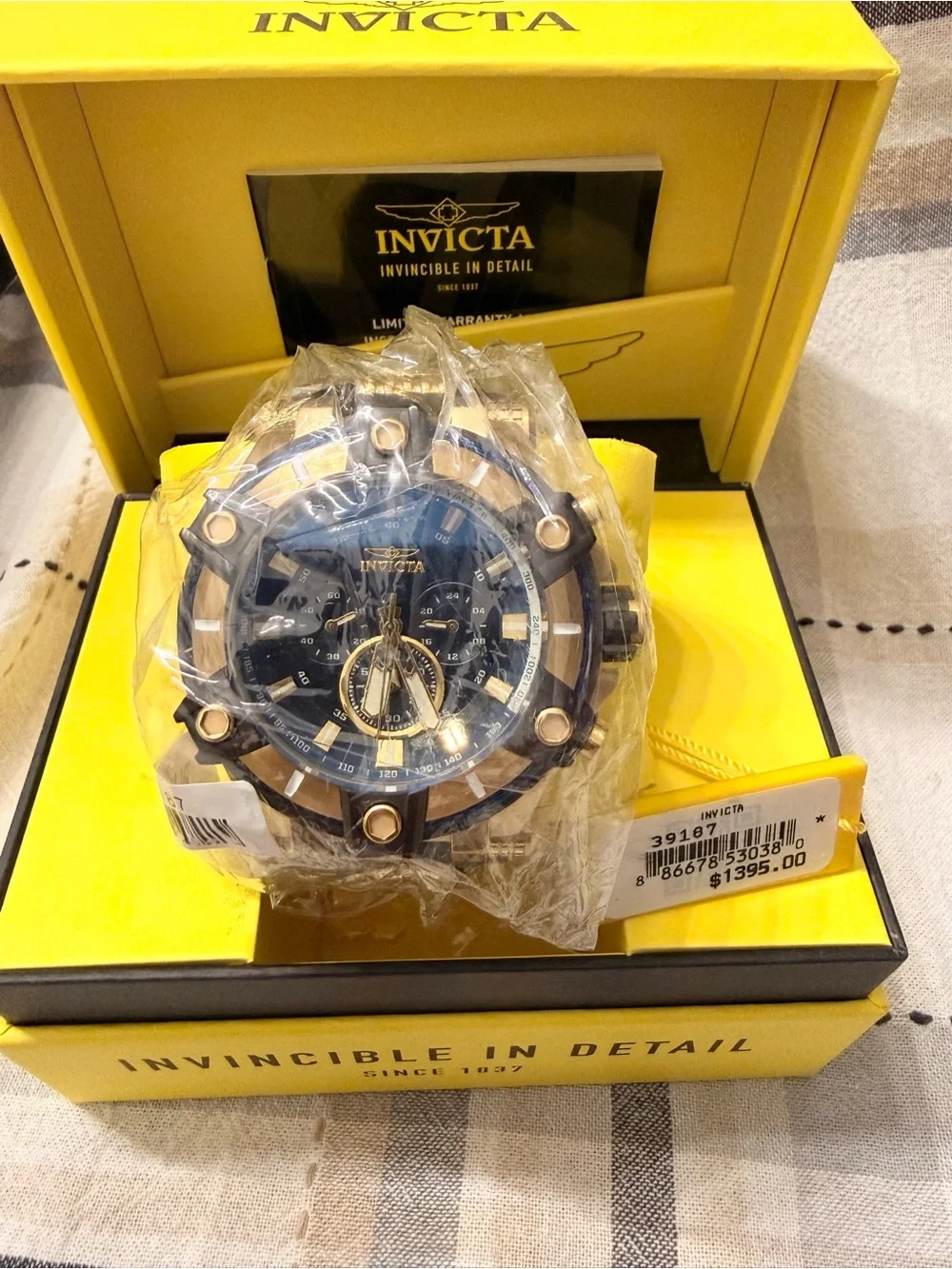 Invicta Men's Blue and Gold Chronograph Watch